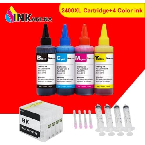 INKARENA 4 Bottle Printer Ink Refill Kit + PGI2400 XL Compatible Ink Cartridge For Canon PGI 2400 XL MAXIFY MB5140 MB5340 MB5440