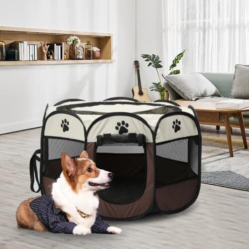 Portable Folding Pet Tent Dog House Octagonal Cage For Cat Tent Playpen Puppy Kennel Easy Operation Fence Outdoor Big Dogs House