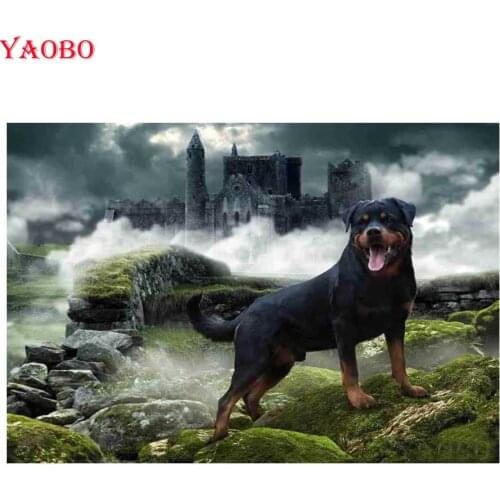 Full diy diamond embroidery diamond painting cross stitch Rottweiler dog 5d mosaic pictures of rhinestone decoration Accessories