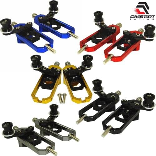QMSTART Racing Chain Adjusters Tensioners with Swingarm Spool Slider Kit For Kawasaki Ninja ZX 6R ZX-6R ZX6R 2005 2006 2007 2008