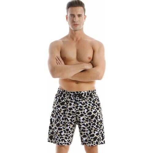 Size M-2XL Leopard Mens Beach Shorts Summer Casual Quick Dry Swim Shorts Running Gym Man Trunks Swimming Shorts Beachwear