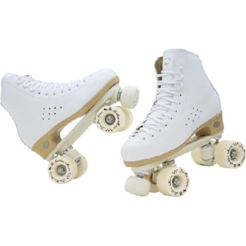 Original Golden Horse Professional Roller Skates two Line Shoes Double Row Skating PU Wheel Cowhide Leather Plastic Steel Plate