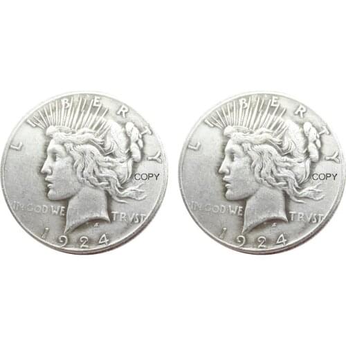 US 1924/1924 Two Faces Peace Dollar Silver Plated Copy Coin
