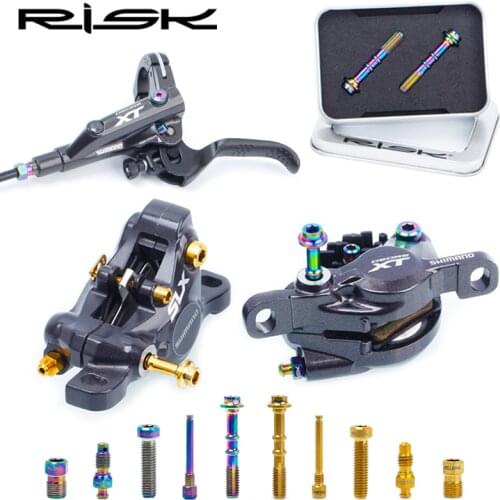 RISK Ultralight Titanium Alloy Screw For Bicycle Oil Disc Brake Clamp MTB Road Bike Caliper Bolt All series Oil Tube