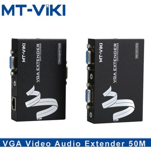 MT-Viki VGA Extender 50m Video Audio Repeater over UTP Single RJ45 CAT5e / 6 LAN Cable With power HD1920*1080P MT-50T