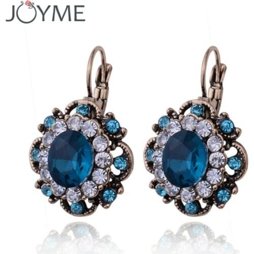 New Women Crystal Drop Earring 5 Colors Retro Vintage Earring Rhinestone Dangle Earing E312JM