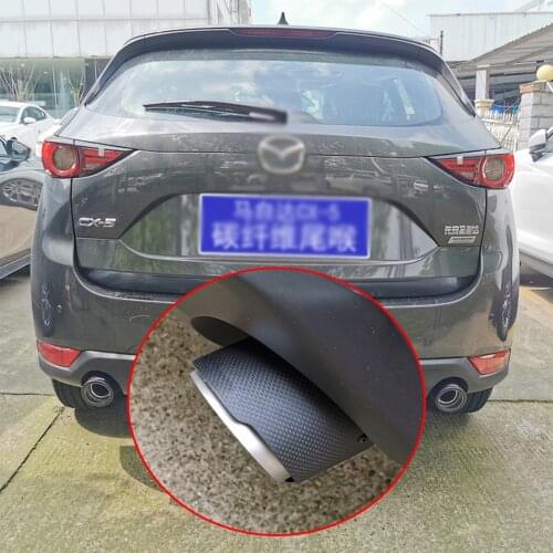 High Grade Carbon Fiber+Stainless Steel Tail Exhaust Pipe Straight Muffler Edge End Tips Fit For Mazda CX-5 2013-2020