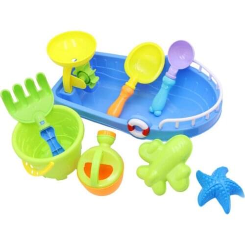 Summer Funny Beach Toys 9 Pieces Set Innovative Beach Boat Bucket Play Water Toys for Children Kids