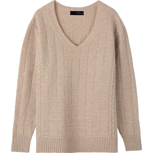 Votsein 2021 Womens Daily Life Leisure V-neck Sweater Warm Wool Long Sleeve Multi-colored Pullover