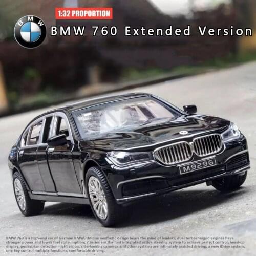 1:24 BMW BMW New 7 Series Brand New 760Li Alloy Car Model Simulation Pull Back Sound and Light Boy Toy Car Decoration Collection