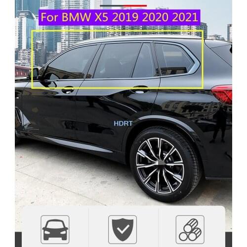 10pcs/12pcs Stainless Steel Car Door Full Window Frame Window Sill Molding Trim Cover For BMW X5 2019 2020 2021 (black silver)