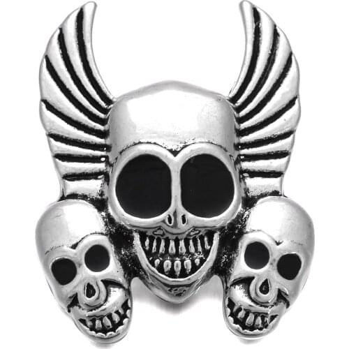 10pcs/lot Fashion Snap Jewelry Big Metal Skull Snap Buttons Fit 18mm 20mm Snap Button Bracelet Bangle for Women Men Jewelry