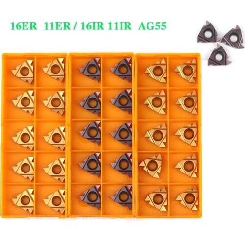 10PCS MMT 16ER 16IR AG55 VP15TF US735 UE6020 Carbide Insert CNC Lathe Thread Turning Tools 11ER 11IR Slotting Blade Cutter Tool