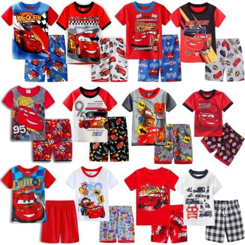 2020 Childrens Pajamas Summer Cartoon Car Kids Cotton Pyjamas Boys Girls Anna Elsa Cars Sleepwear 2-7T