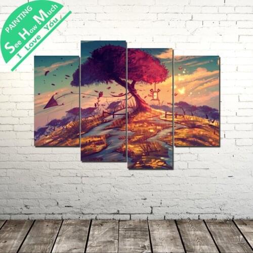 4 Piece Artistic Tree wall art decor poster vintage decorative pictures canvas prints paintings art prints wall pictures