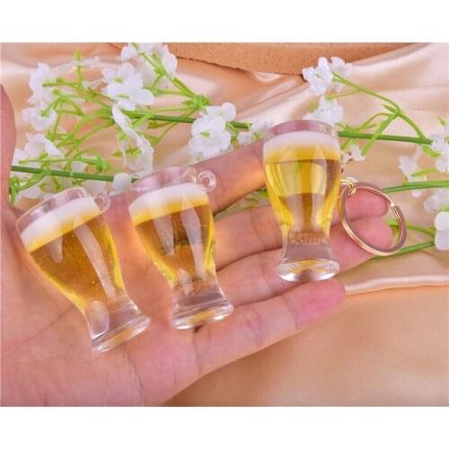 4pcs/pack Big size 3D Resin Alcohol Beer Charms Earring Keychain Ring Jewlery Findings