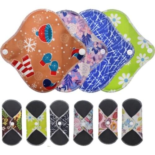 50% Hot Sale 5Pcs Reusable Washable Bamboo Floral Print Menstrual Pad Sanitary Panty Liner