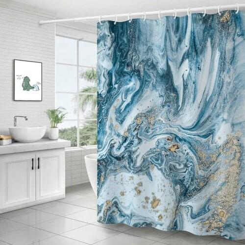 Polyester Abstract Marble Shower Curtain 3D Stripe Printing Colorful Bathroom Curtains Waterproof Fabric Bath Curtain Decor