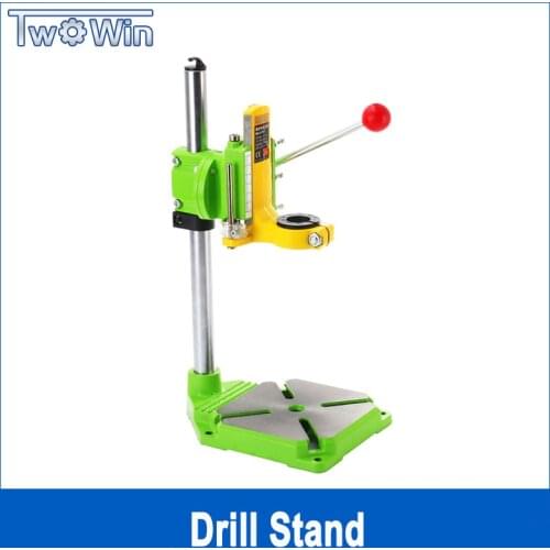 Twowin Electric power Drill Press Stand for Drill Workbench Repair Tool Clamp for Drilling Collet Table 35&43mm 0-90 degrees