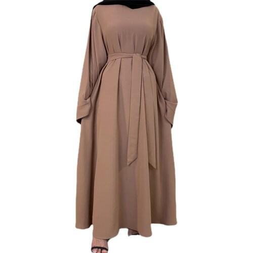Eid Ramadan Modest Abaya Dress Muslim Women Loose Causul Caftan Long Sleeve Solid Color Hijab Dresses Islamic Dubai Turkey Robe