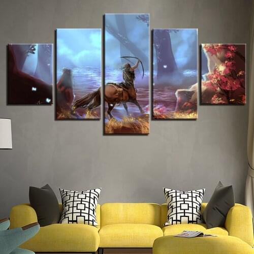 Canvas Paintings Wall Art 5 Pieces Fantasy Centaur Warrior Archer Poster HD Prints Anime Game Pictures Living Home Room Decor