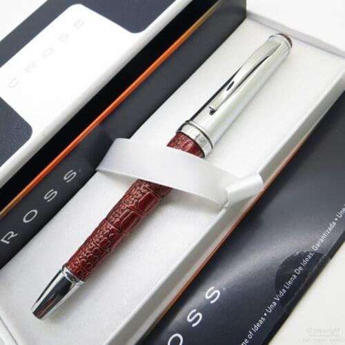 Cross Torero Red Leather Crocodile Roller Pen At0545-2 | İsme Special Cross Pen