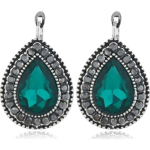 Exaggerated Retro Geometric Crystal Chunky Stud Earrings for Women Female Simple Fashion Jewelry