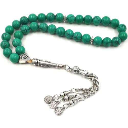 Mans Tasbih Green stone prayer beads misbaha Professional rosary Mens Bracelets