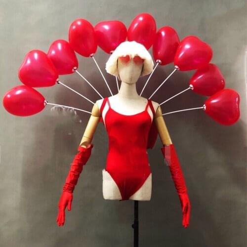 New Modern Dance Jumpsuit For Women ChildrenS Day Gogo Dancer Team Stage Costumes Red Ballon Backboard Suit Rave Outfit DWY5835