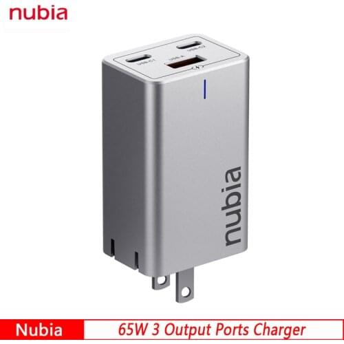 New Original Nubia 65W 3 Port Fast Charger For Nubia RedMagic 5G 3-Port Fast Charging For Xiaomi 11 10 Redmi Note 9 8 Pro