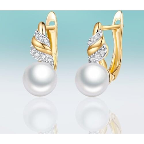 New Fashion Gold Big Round Pearl Earrings Spiral Micro Inlay Zirconia Stud Earrings for Women Jewelry Cretive Gifts Brincos
