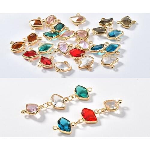 New style 30pcs/lot color print glass core decoration geometry irregular shape copper floating locket charms diy jewelry making