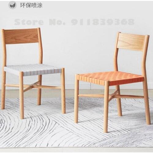 Japanese-style solid wood dining chair oak leisure office chair back chair modern minimalist study student writing chair