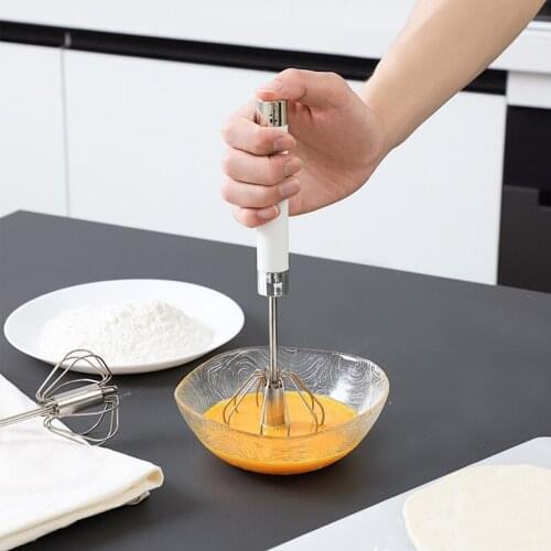 Semi-automatic Mixer Egg Beater Manual Self Turning Stainless Steel Whisk Hand Pressure Blender Egg Cream Stirring Kitchen Tools