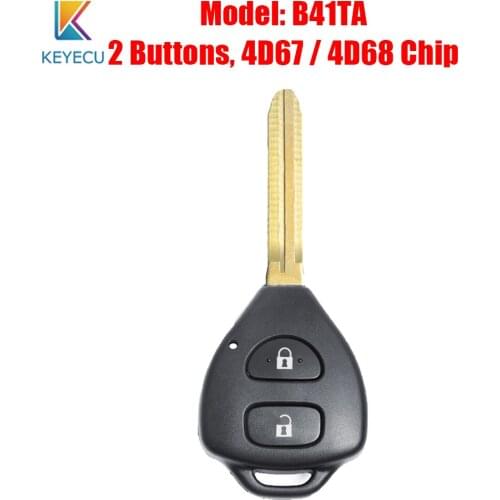 Keyecu Remote Control Car Key Fob 2 Buttons 433MHz with 4D67 / 4D68 Chip for Toyota Yaris 2006 2007 2008 2009 2010 2011 B41TA