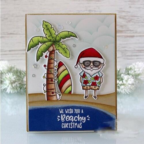 Christmas Beach Santa Claus Clear Stamps Seal for Scrapbooking Decorative Cards Making Paper Crafts Supplies Transparent Stamps