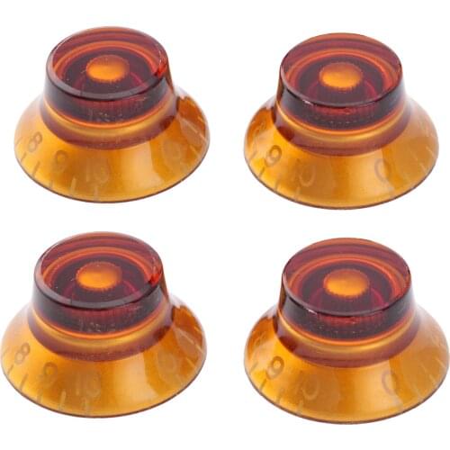 Musiclily Pro Imperial Inch Size Bell Top Hat Knobs for USA Made Les Paul Style Electric Guitar, Amber (Set of 4)