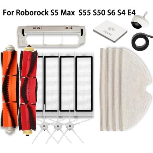 For Roborock S5 Max Accessories Detachable Main Brush, Silicon Side Brush Washable Filter For Mi 1 1S Roborock S50 S55 S6 E20 E3