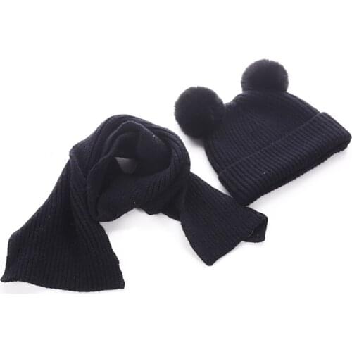 New autumn and winter baby warm ball knitted hat baby child earmuff hat hat scarf