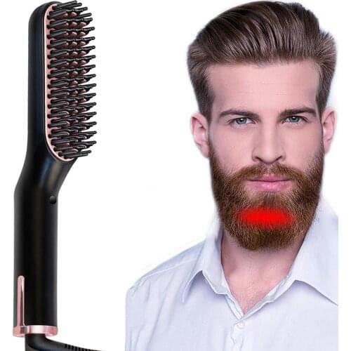 Beard Hair Straightening Brush Hot Heated Comb Men Beard Multifunctional Straightener Ceramic Comb Quick Hair Styler Tool