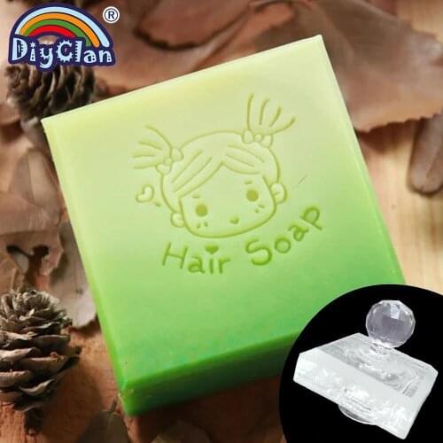 Handmade Hair Soap Making Stamp Girl Pattern Clear Diy Natural Organic Glass Soap Seal With Handle Acrylic Chapters Custom
