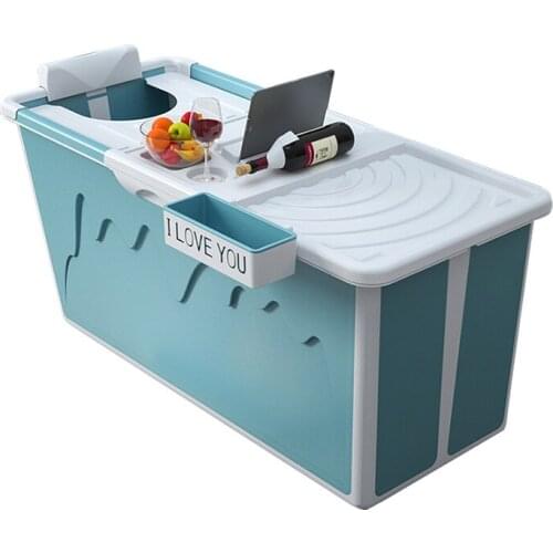 Thicken Portable Folding Bathtub Adults Plastic Lid Steam Portable Bathtubs Saunas Hot Tub Piscina Rectangular Household EH60PB