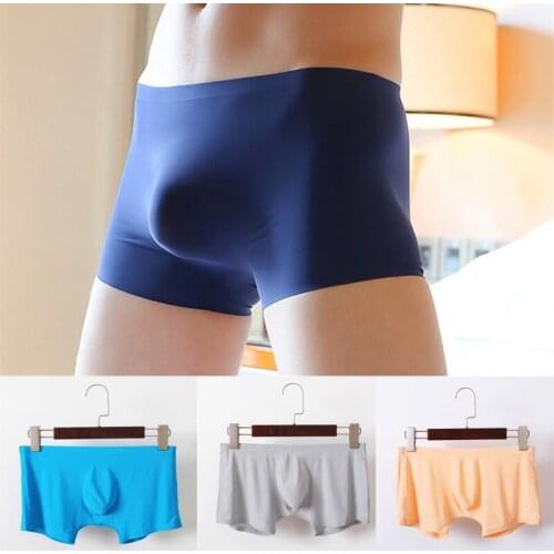 Sexy Mens Underwear Boxers Ice Silk Boxer Shorts U Convex Pouch Male Gay Slip Homme Panties Seamless Underpants Swimwear Trunks