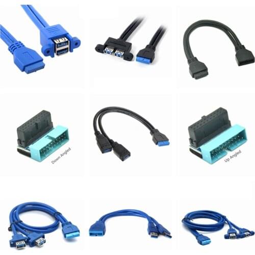 USB 3.0 Motherboard 20 Pin Header Extension Adapter Cable, USB Double Connector Female to Female Extender,20pin USB3 Cable 50CM