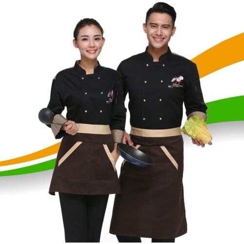 Long Sleeve Chef Uniform Male Female Western Restaurant Coffee Bar Clothing Chef Uniform Hotel Kitchen Wear Plus Size B-5688