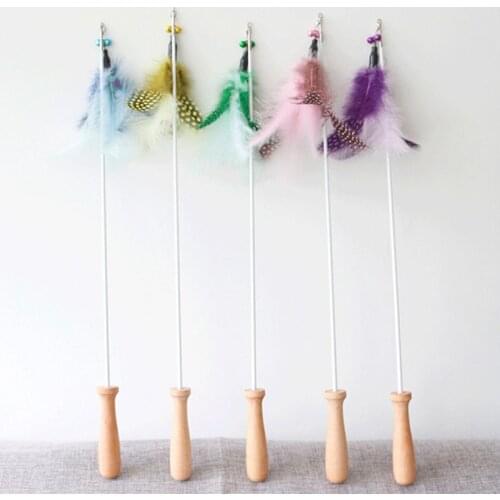 Retractable Cat Wand Cat Interactive Toy Funny Long Pendant Cat Teaser Kitten Play Wand Wood Handle Cat Wand Legendog