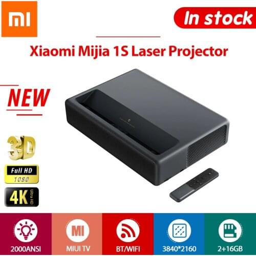 Xiaomi 1S Projector 4K TV Full HD 3D Android Laser Projectors Wireless Phone HDR 2GB 16GB 2000ANSI BT WiFi 150 inch ALPD HD