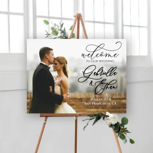 Custom Wedding Welcome Sign With Unique Photo,Anniversary Canvas Welcome Board,Modern and Romantic Wedding Welcome Sign
