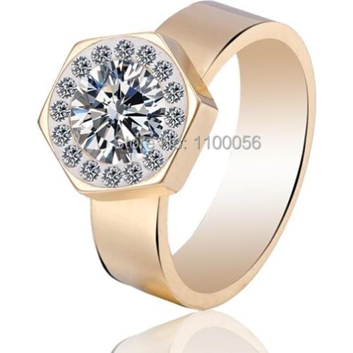 Alliance Gold Anillos Mujer Joias Ouro Elegant Women Cristal Rings J1503