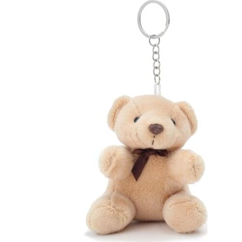 10Pcs/Lot 10cm 20g Mini Teddy Plush Keychain And Pendant Light Brown Bear Doll Toys